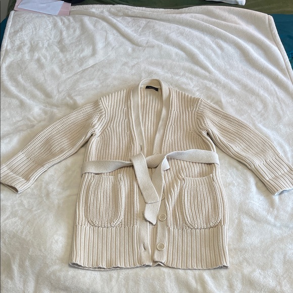Equipment Sweaters - Equipment Cream Belted Cardigan Sweater
